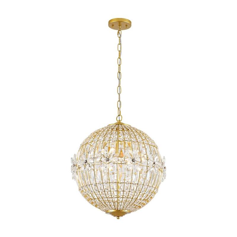 Luxe Bloom Beaded Round Sphere Crystal Pendant Entry Chandelier 18in