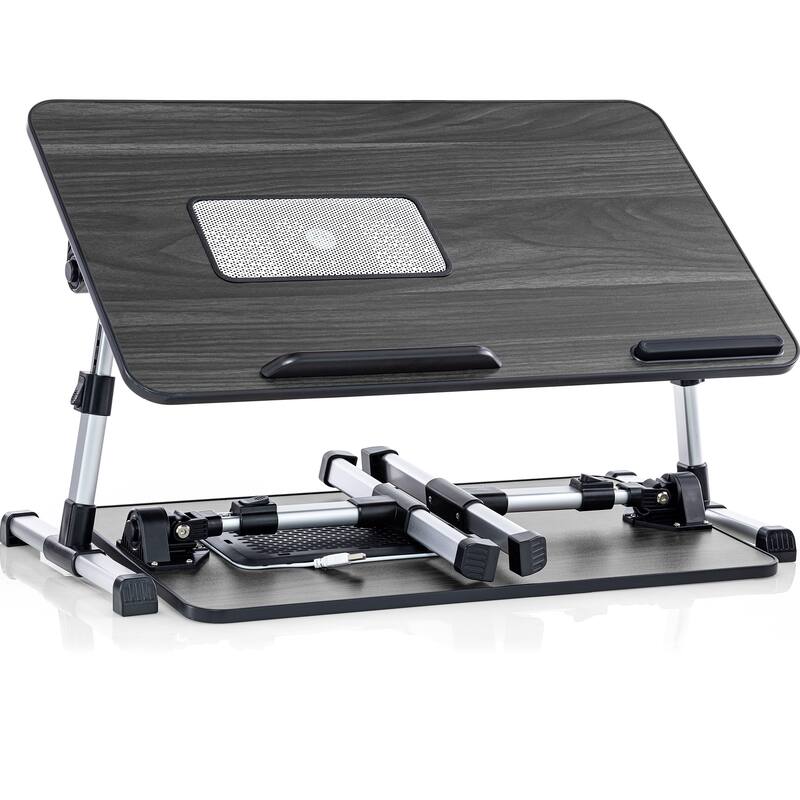 Husband Pillow - Lap Desk Large Wood Top - Fits Up to 17" Laptop - with Dual Cushion, Multifunctional Slot for Tablet