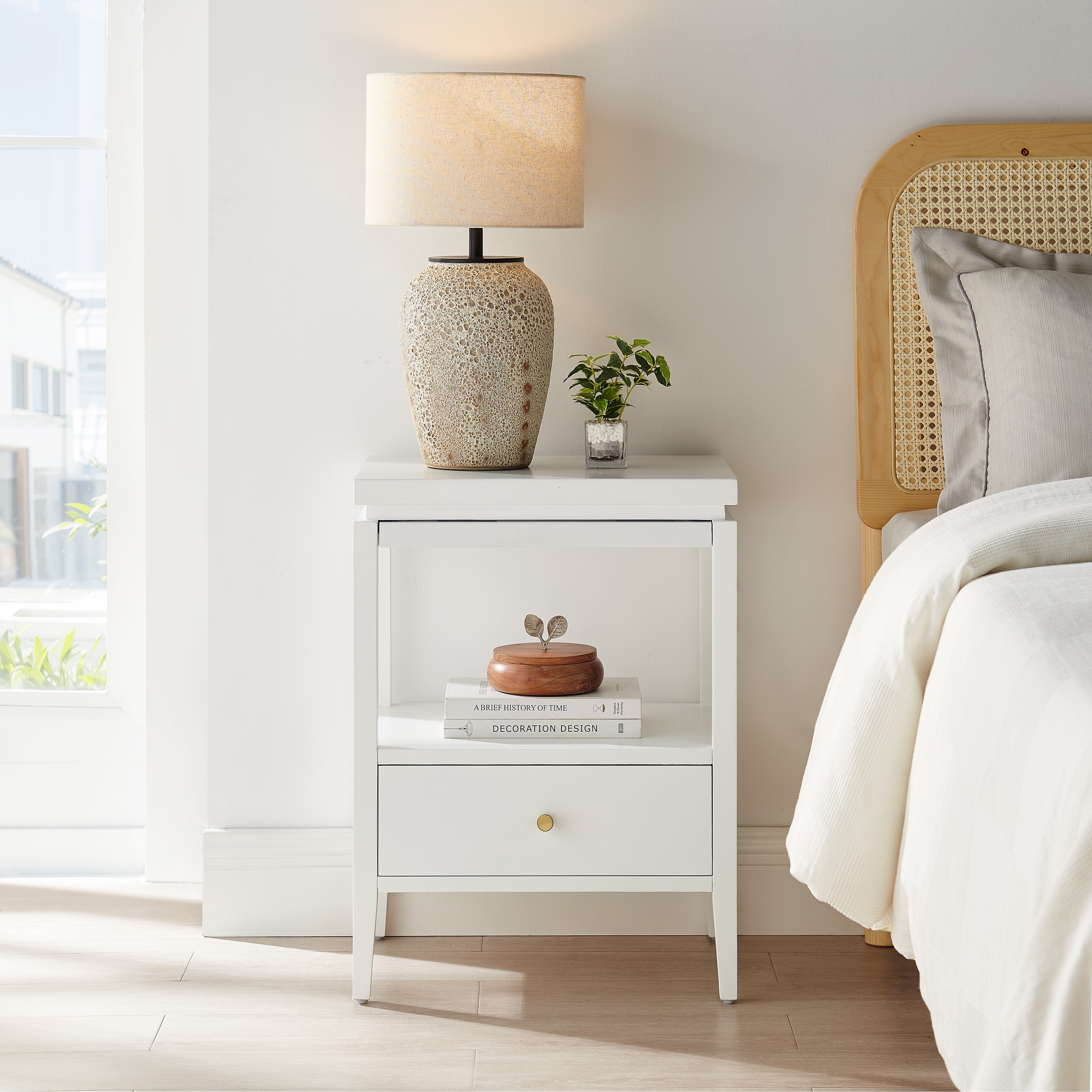Orrum 1-drawer Storage Nightstand with Shelf