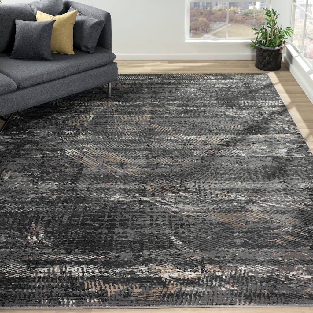 Lumina Grey Abstract Area Rug