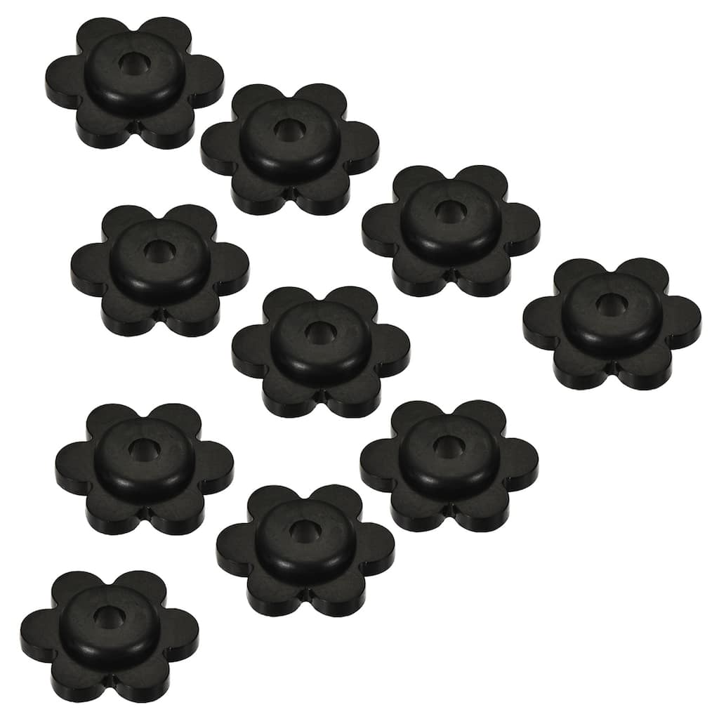 Flower Shape Rubber Stoppers for Garden Flag Stand Poles Black 10 Pack