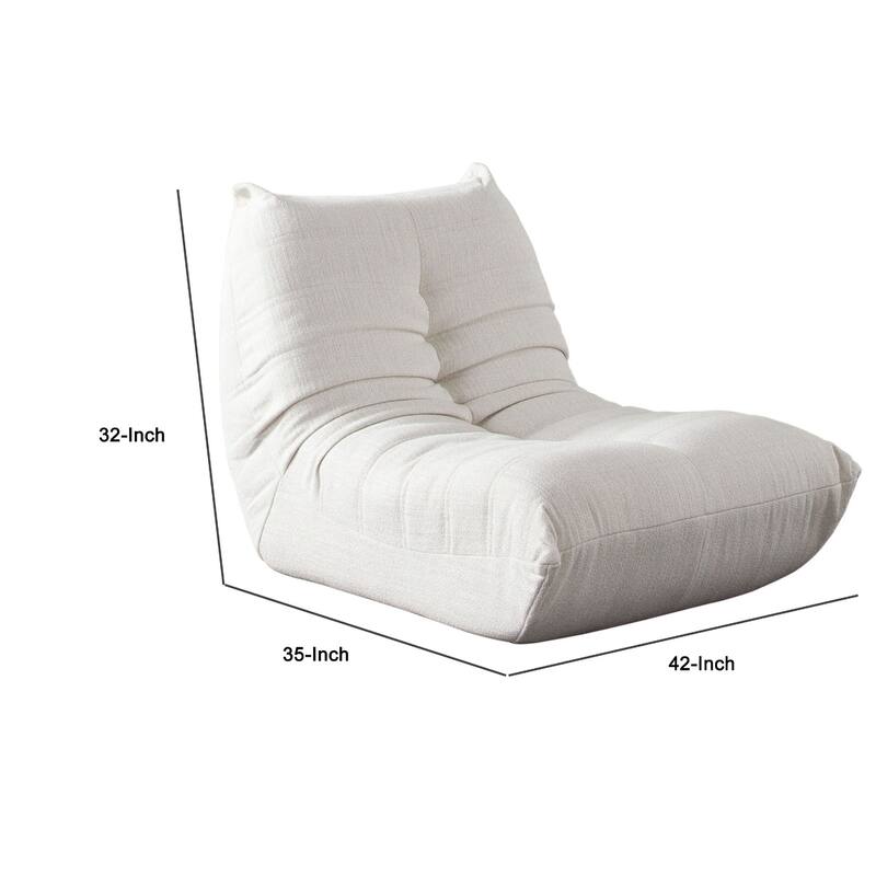 Ezee Armless Chair, Low Profile Floor Seating, Pleated Polyester, 42 Inch