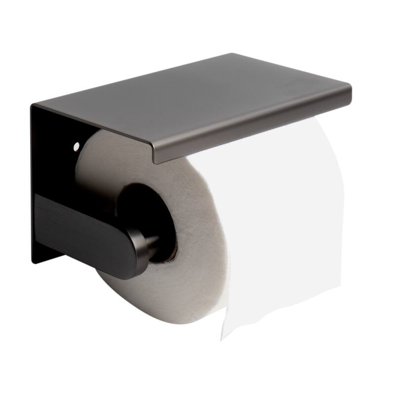ALFI brand ABTPP66-BB Brushed Black PVD Stainless Steel Toilet Paper Holder with Shelf