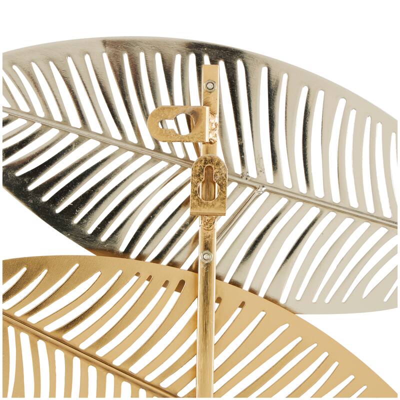 Gold Metal Metallic Leaf Home Wall Decor with Silver Accents