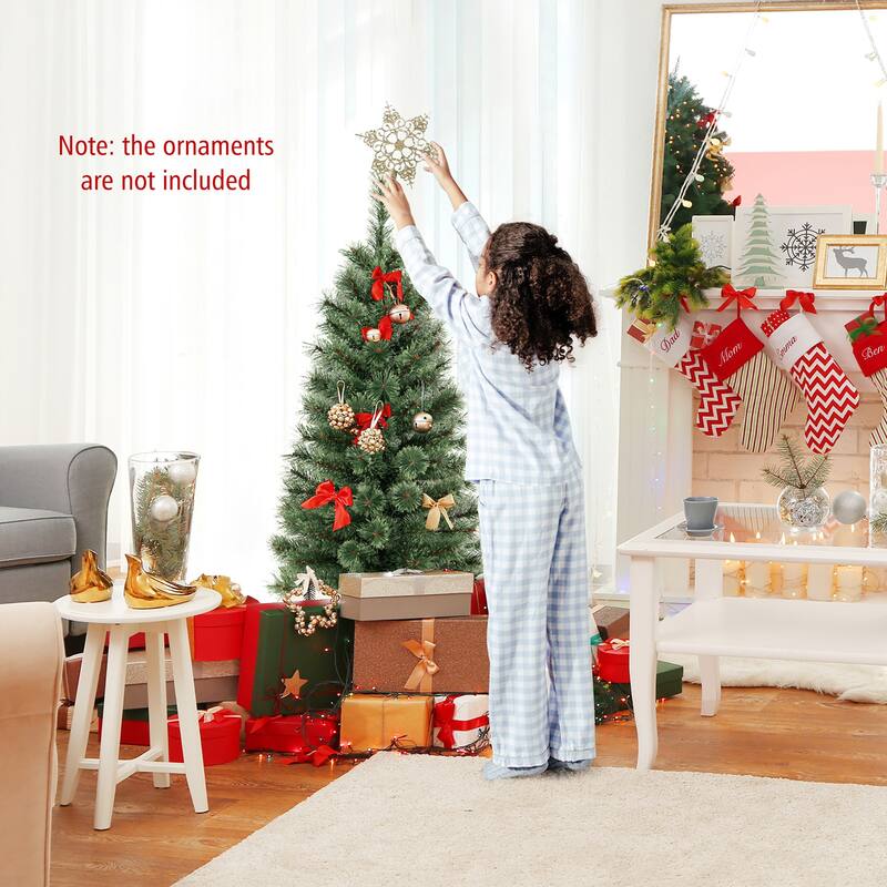 Gymax 2 PCS 4 FT Pre-Lit Potted Christmas Tree Artificial Entrance
