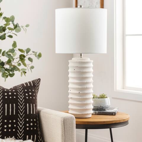 Pashmina Cylindrical Distressed Table Lamp - 28"H x 13"W x 13"D