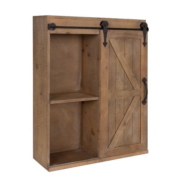 Shop Kate And Laurel Cates Wood Wall Storage Cabinet With Sliding Barn Door Overstock 20987280