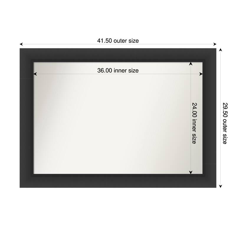 Sloped Non-Beveled Framed Wall Mirror - 42 x 30 in - Sloped Black