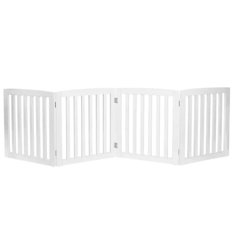 Wooden Pet Gate 24” Foldable Room Divider with Wide Slats for Stairs Hallways or Kitchens - 81.88” x 24.01 x 0.59”
