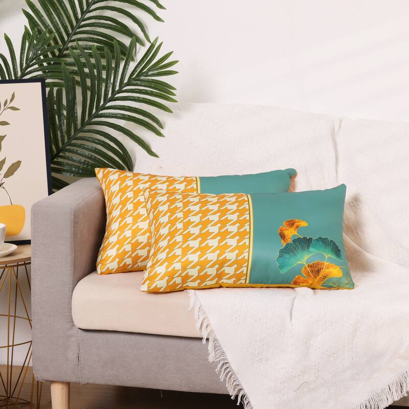 2 Pcs Patterned Flower Decorative Pillow Covers Satin Pillow Protector for Home