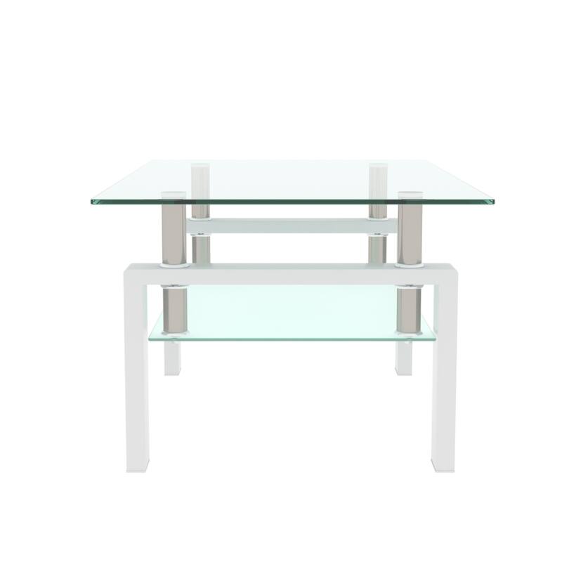 Glass Coffee Table, 2-Tier Clear End Table Center Tables