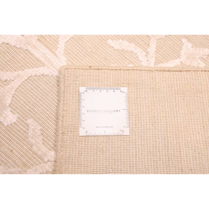 ECARPETGALLERY Hand Loomed Elysian Beige, Ivory Viscose, Wool Rug - 6'8 x 9'11