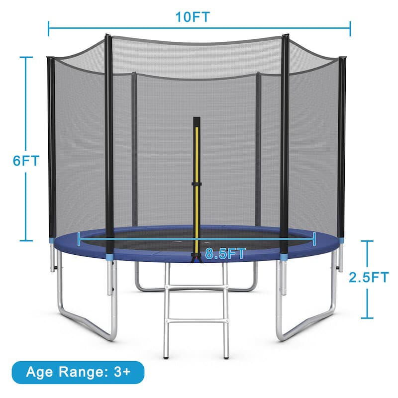 8/10/12/14/15/16 FT Outdoor Trampoline Bounce Combo W/Closure Net - 10 FT
