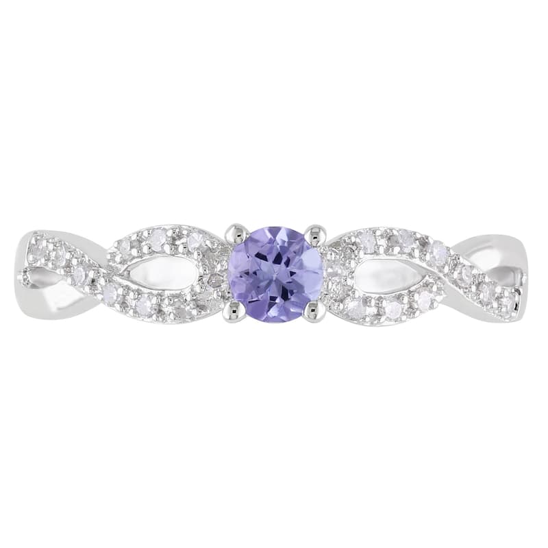Miadora Sterling Silver Tanzanite and 1/10ct TDW Diamond Ring (H-I, I2-I3)