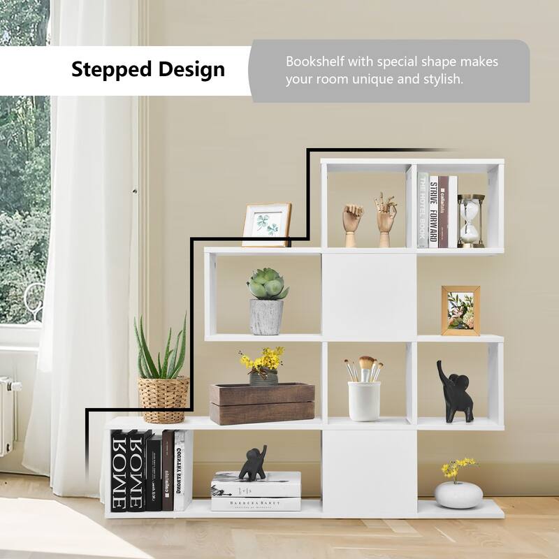 5-Tier Ladder Bookshelf with Open Shelves Modern Storage Display Rack for Home Office Living Room - 47" x 8" x 43" (L x W x H)