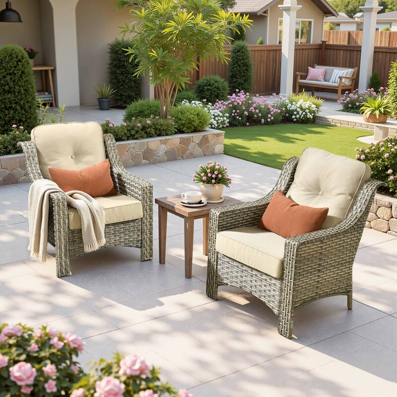 XIZZI 2-Piece Outdoor Furniture Patio Wicker Chairs Set - Beige