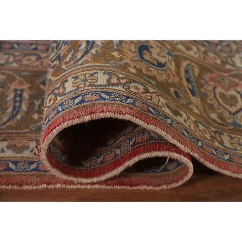 Hand Knotted Oriental 100% Wool Carpet Traditional Floral Pink Mashad Area Rug - 12' 10'' X 9' 7''