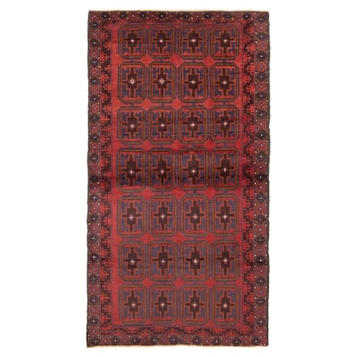 ECARPETGALLERY Hand-knotted Baluch Red Wool Rug - 3'5 x 6'6