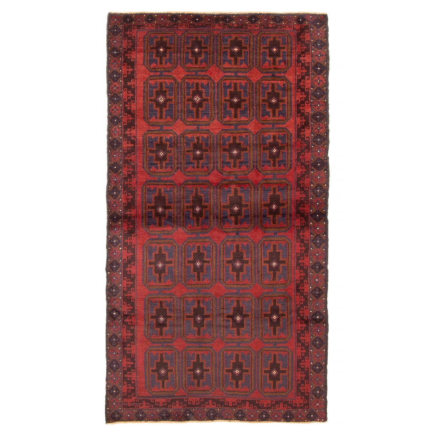 ECARPETGALLERY Hand-knotted Baluch Red Wool Rug - 3'5 x 6'6