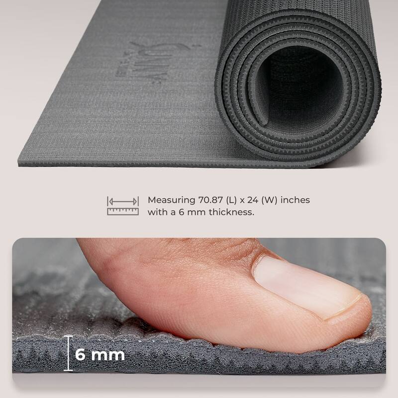 Anti-Slip Dual Color Exercise Yoga Mat EM02 Gray - 71 IN x 24 IN x 0.24