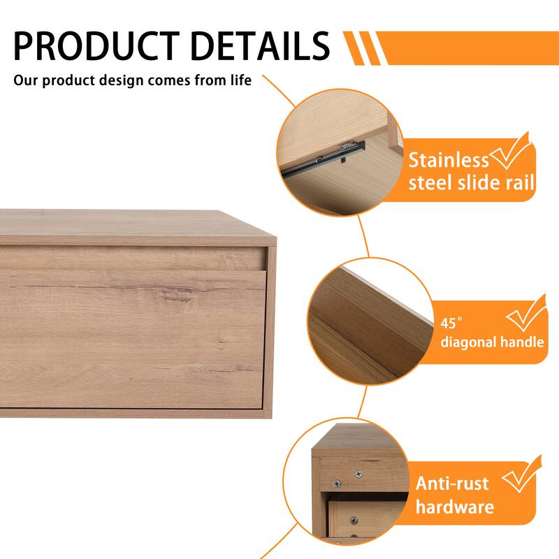 Bathroom Vanity With Sink In 30/60 Inch, Floating Bathroom Vanity With Soft Close Drawer