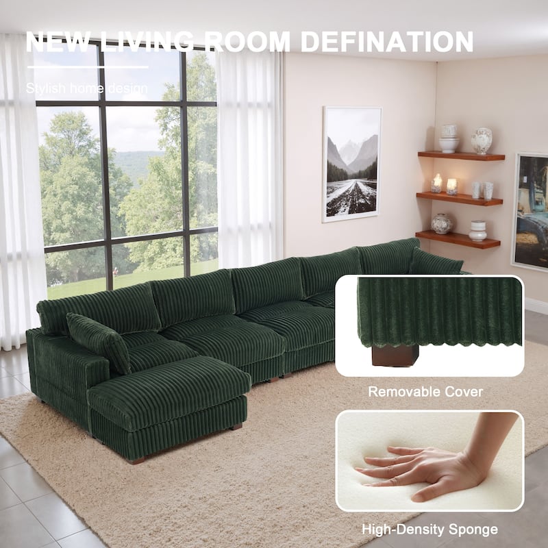 Oversized U-shaped Plush Modular Sectional Sofa Set
