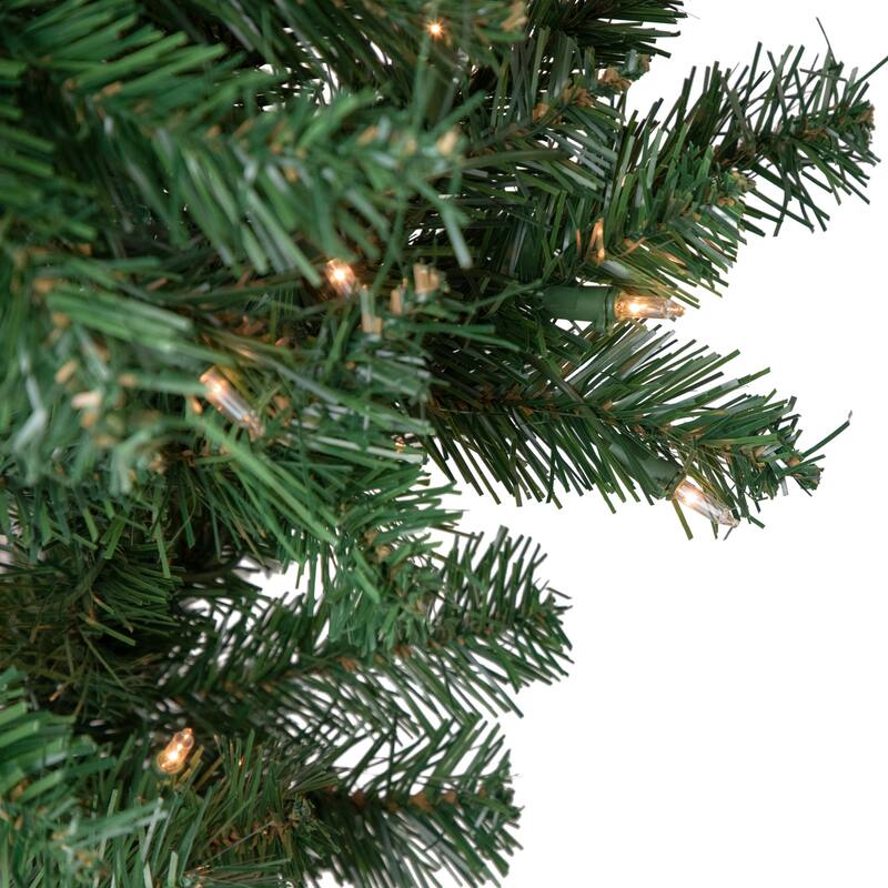 7.5' Pre-Lit Green Upside Down Spruce Artificial Christmas Tree Clear Lights