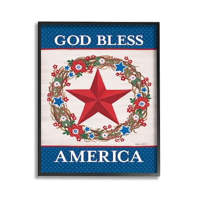 Stupell God Bless America Wreath Framed Giclee Art Design By Annie LaPoint