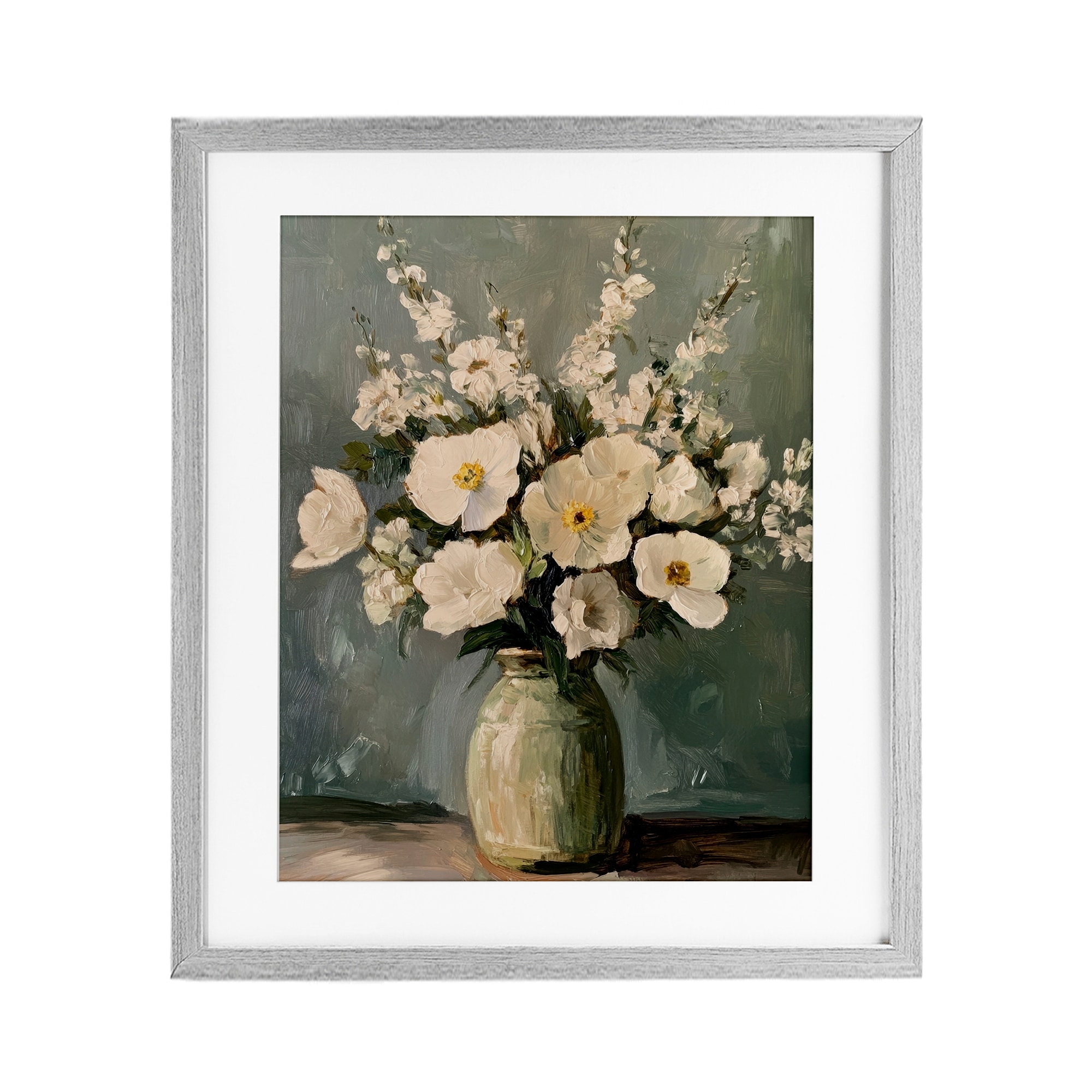 Stupell Traditional Alabaster Floral Bouquet Under Glass Framed Design By Petal Prints Design