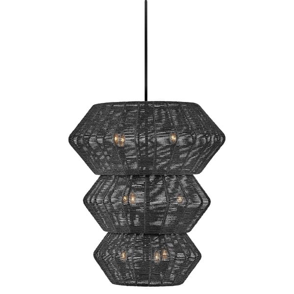 slide 2 of 9, Hinkley Lighting 40388 Luca 10 Light 28" Wide Waterfall Chandelier Black