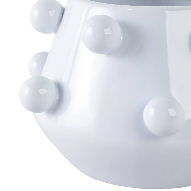 Modern Ceramic Stoneware Planter Tapered Bubble Sculpted Orb Accents
