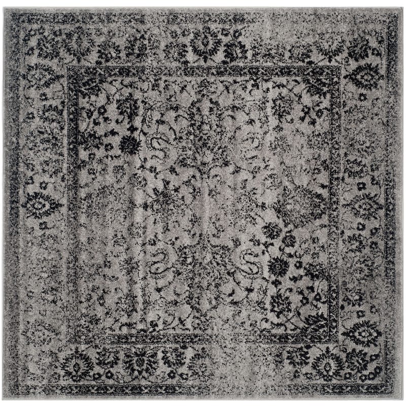 SAFAVIEH Adirondack Dakota Rustic Shabby Chic Distressed Rug - 4' x 4' Square - Grey/Black