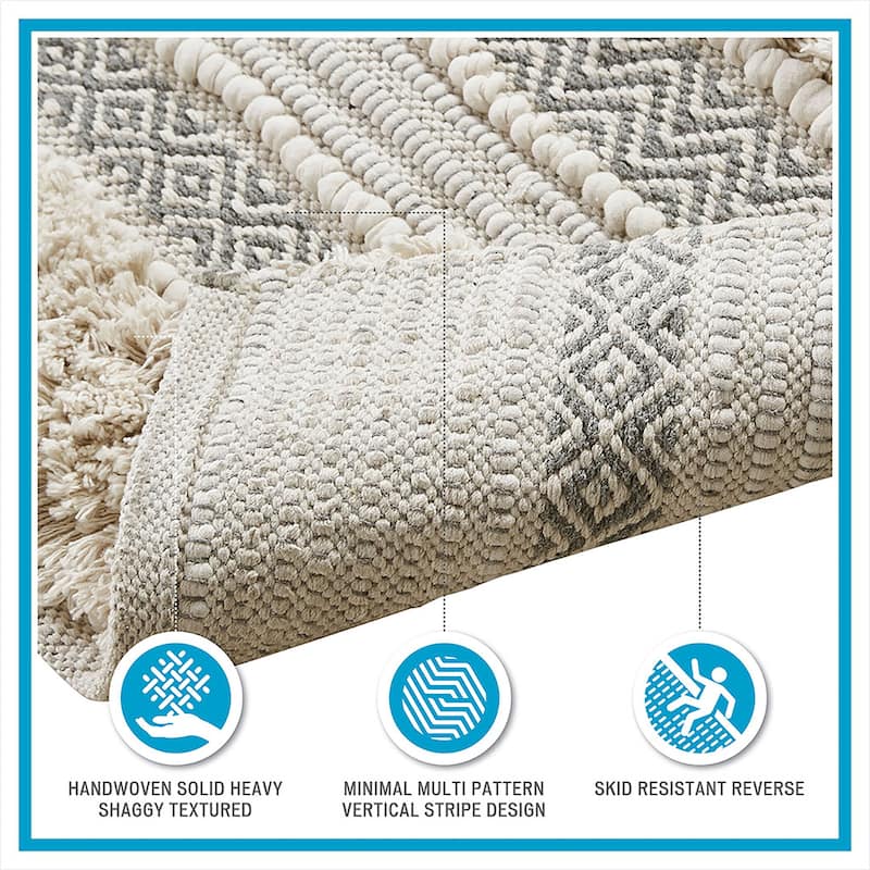 INK+IVY Asher Woven Texture Stripe Bath Rug