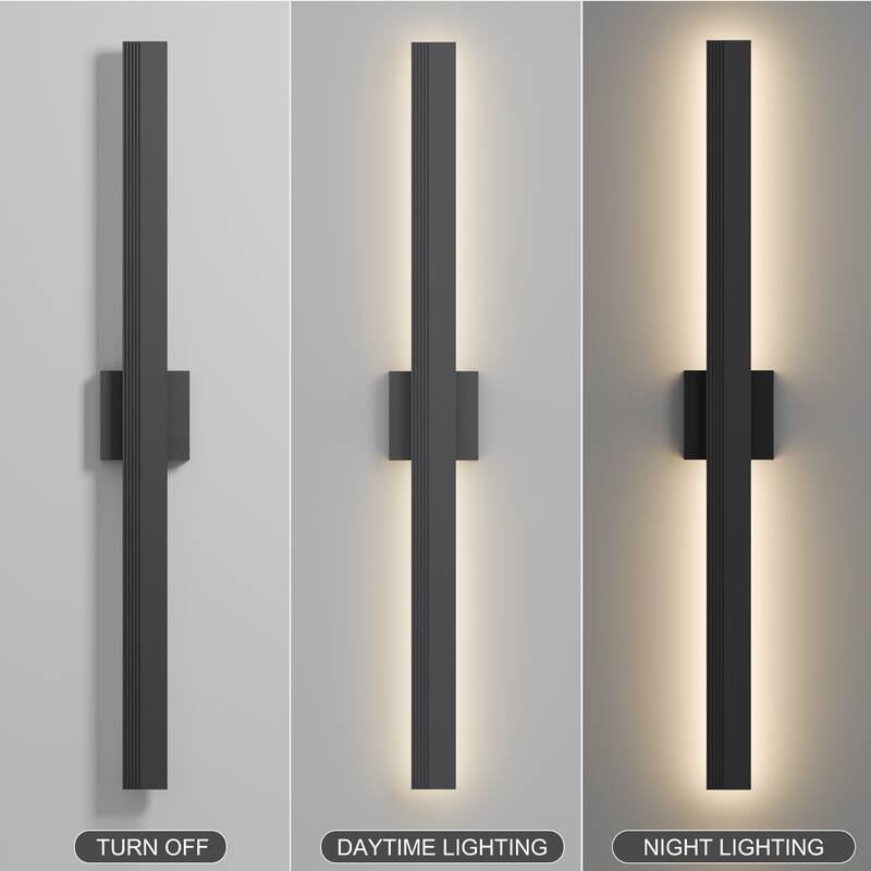 Aluminum LED Outdoor Wall Lights Matte Black with Linear Texture