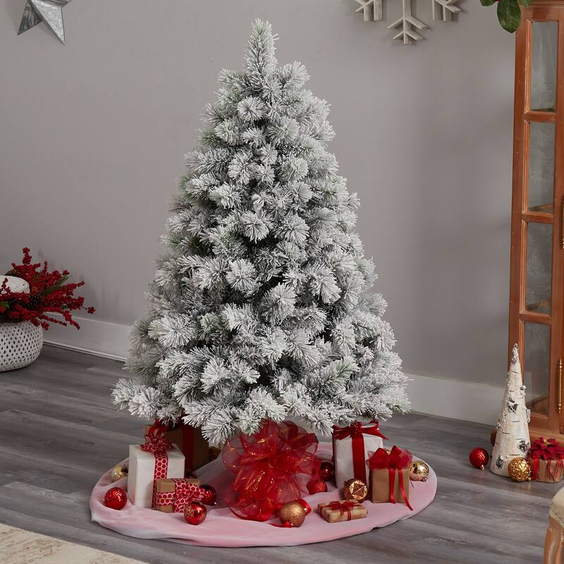 5Ft Artificial Christmas Tree with Lights - Retro Pine Holiday Decor, Bendable Branches - Green - 60