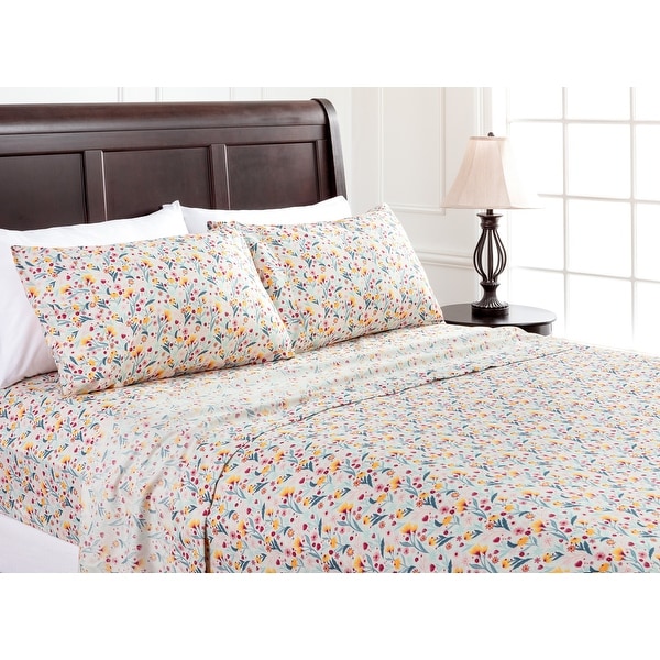 Deep Pocket Soft Microfiber 4 piece Solid Color Bed Sheet Set On