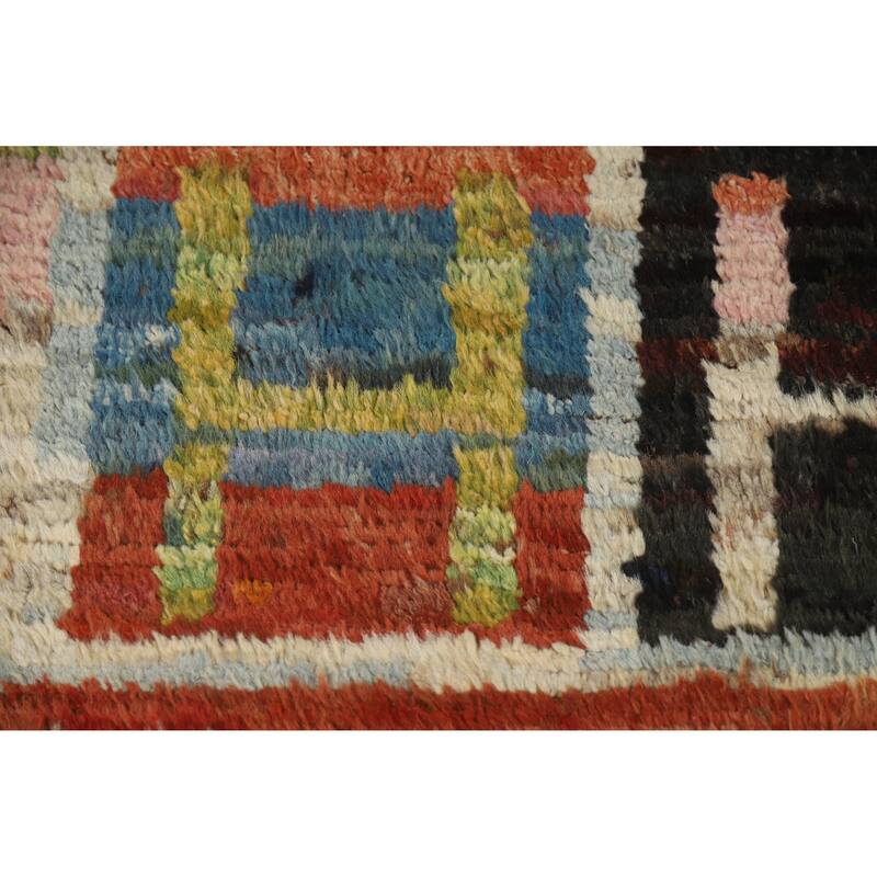 Geometric Moroccan Oriental Rug Hand-Knotted Oriental Wool Carpet - 6'6" x 9'7"