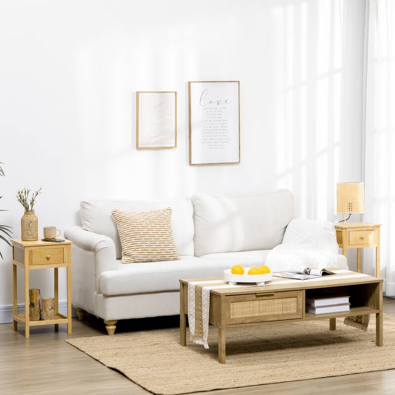 Side Table Narrow End Table with Drawer and Storage Shelf