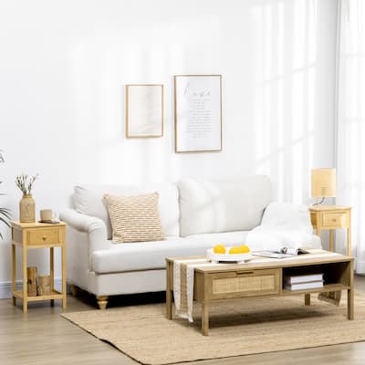 Side Table Narrow End Table with Drawer and Storage Shelf