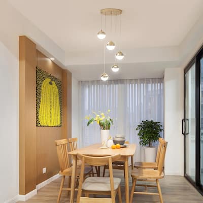 5-Light LED Cluster Pendant Light, Classic Semi Flush Mount Chandelier for Kitchen Island Dining Room