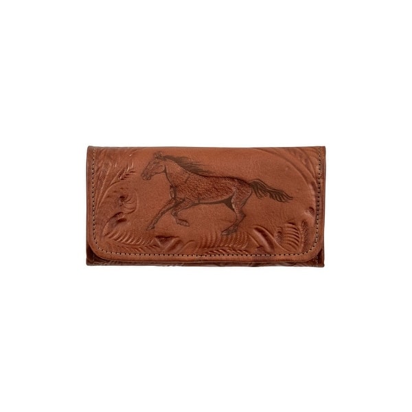 American West Western Wallet Tri-Fold Leather Antique Brown