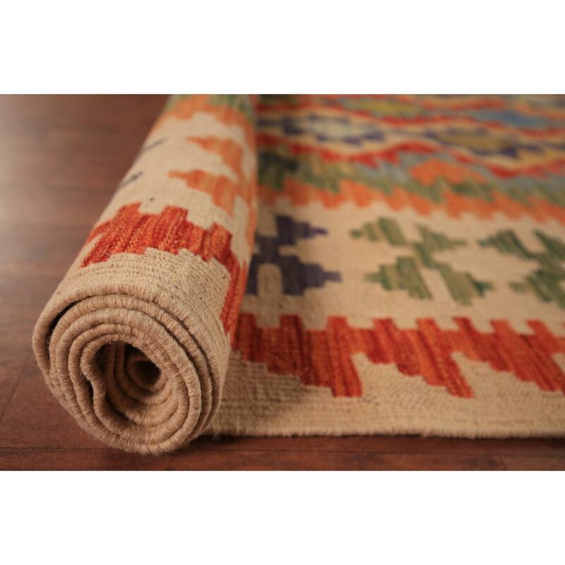 Kilim Oriental Area Rug Living Room Flatweave Wool Carpet - 8'2" x 9'8"