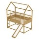 preview thumbnail 13 of 14, Wooden House Bunk Bed with Convertible Slide and Ladder,Twin Over Twin