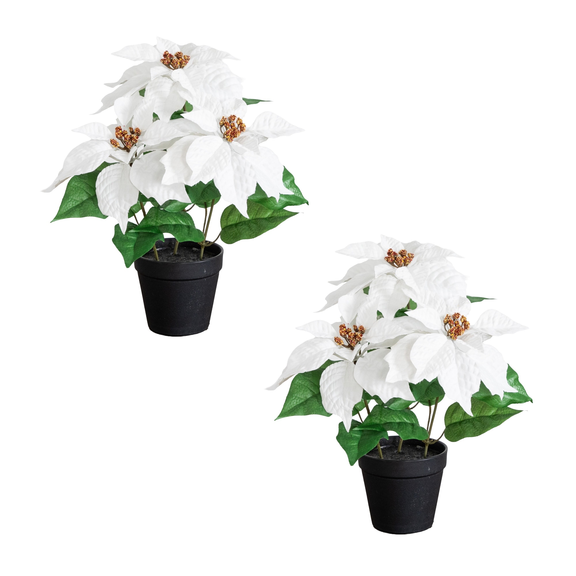 15-in Artificial Poinsettia Plant - Set of 2