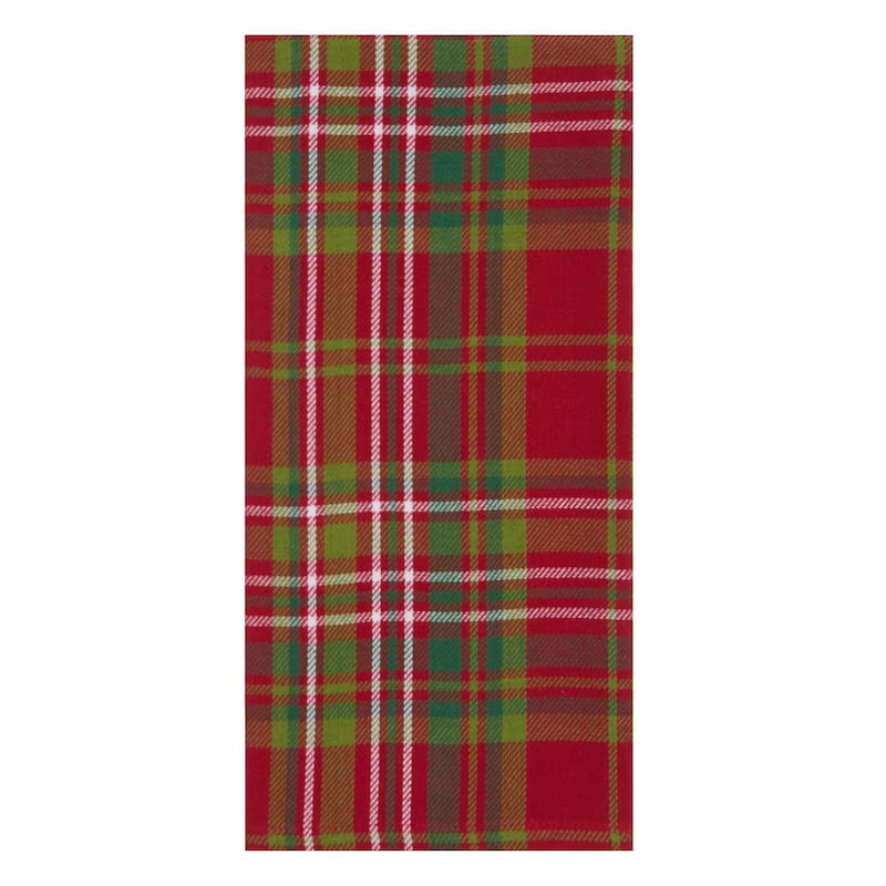 27' X 18" Jonah Plaid Woven Cotton Kitchen Dish Towel, Red, White and Green Plaid