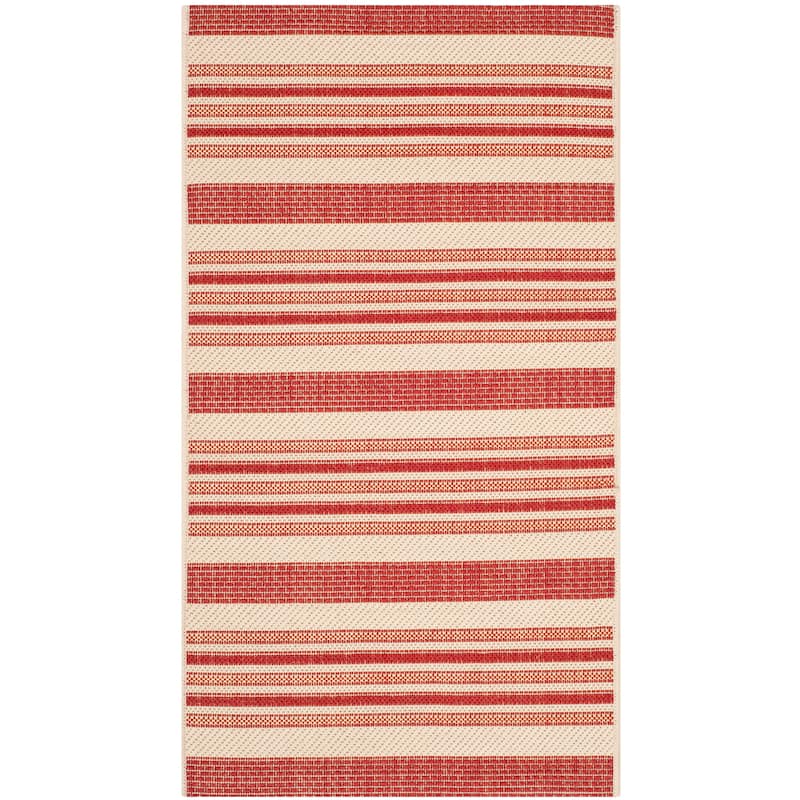 SAFAVIEH Courtyard Yulka Indoor/ Outdoor Waterproof Patio Backyard Rug - 2' x 3'7" - Beige/Red