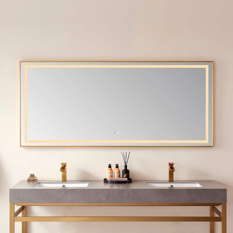 72" Rectangular LED Lighted Accent Bathroom/Vanity Wall Mirror - 72