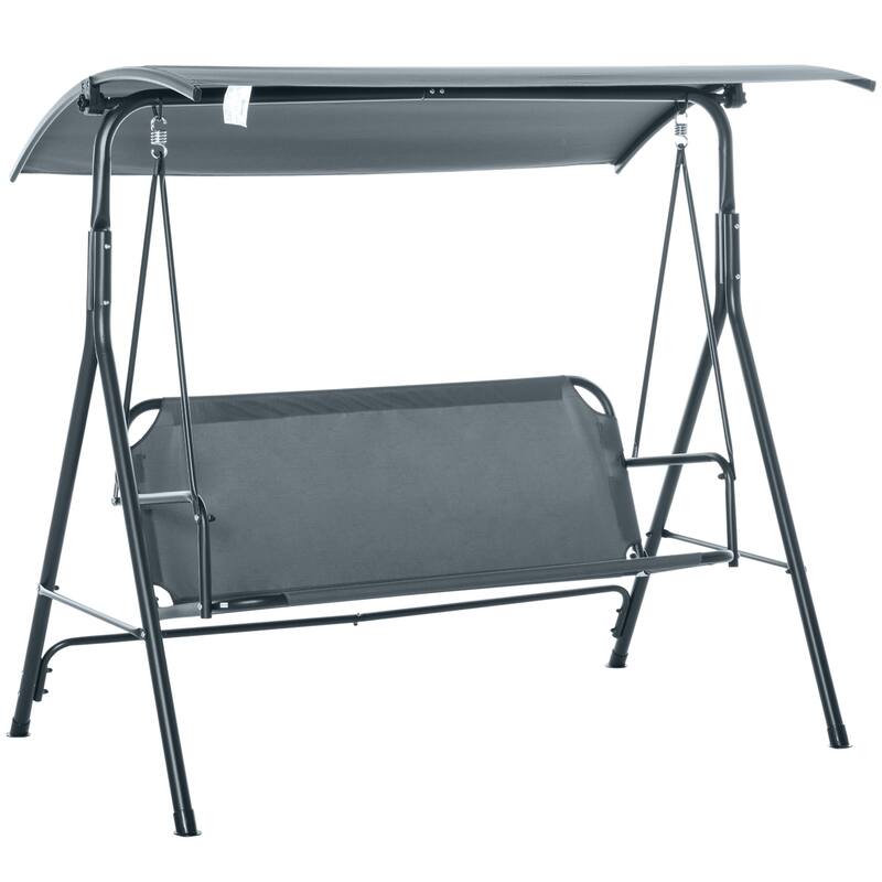 3-Person Porch Swing with Stand, Outdoor Swing for Patio Porch with Adjustable Tilt Canopy and Comfortable Swing Bench