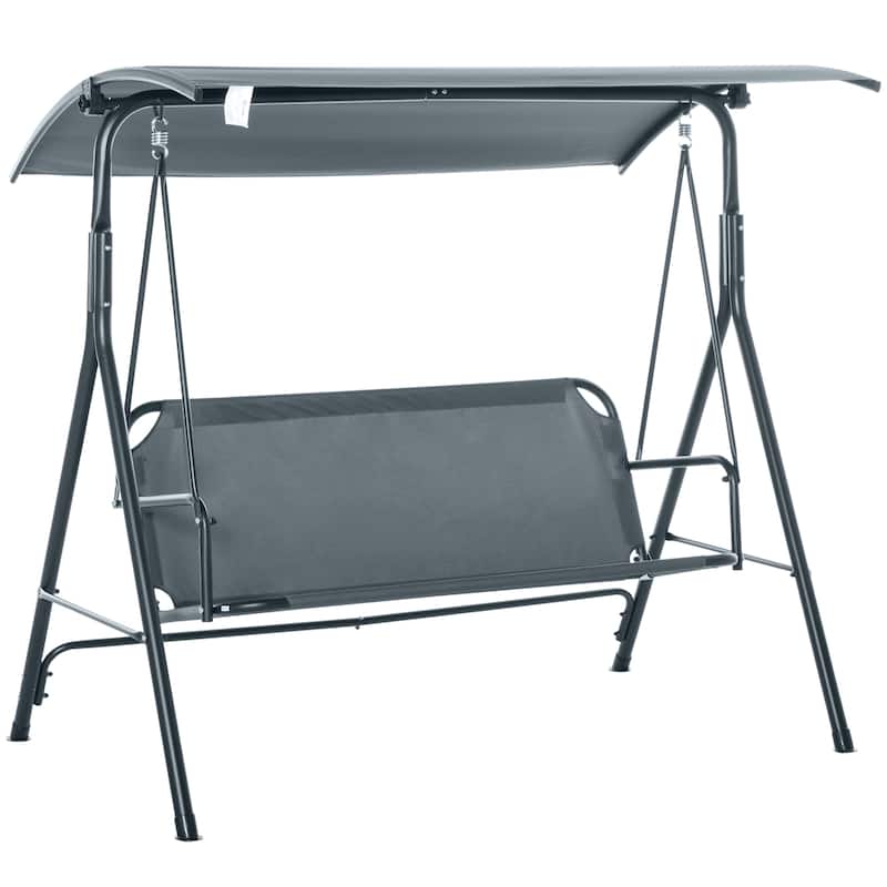 Steel 3-Person Porch Swing with Stand - Outdoor Canopy Swing (440lb Capacity)