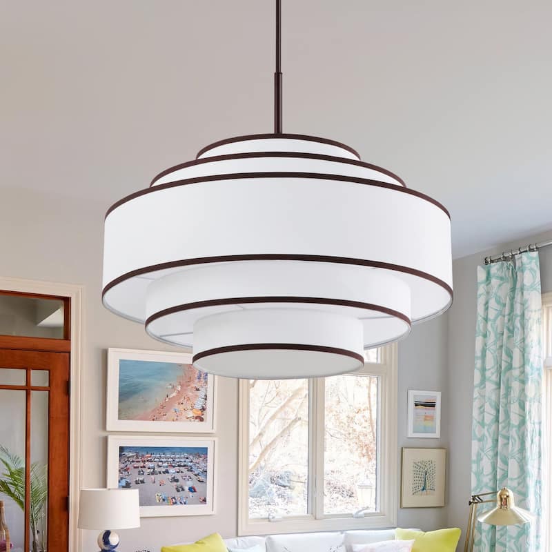 GetLedel 30 in. 7-Light Dimmable Tiered Drum Chandelier